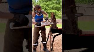 What’s hiding in this log?? Just winging it! #chainsawcarving #wood #diy #shorts #mystery