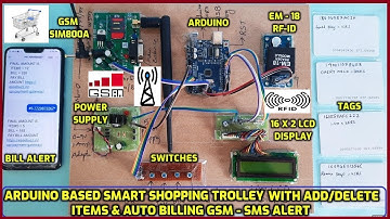 RFID Based Smart Shopping🛒Trolley with Add/Delete ITEMS & Auto Billing GSM - SMS📱Notification