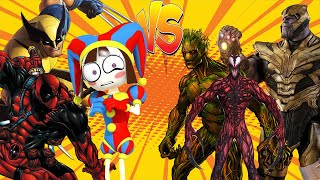 SUPERHERO COLOR DANCE CHALLENGE Wolverine vs Pomni vs Deadpool vs Carnage vs Thanos vs Groot