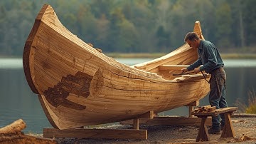 Man Turn Massive Log Into Amazing Boat  | Start to Finish Build by @Advoko