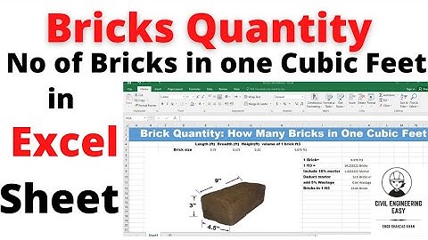 How Many Bricks in one Cubic Feet | Calculation in Excel sheet