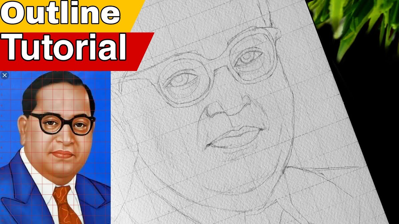 Dr B R Ambedkar Drawing outline with grids #brambedkar #outline - YouTube