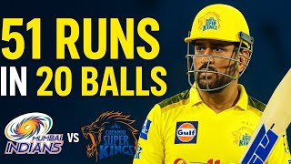 MS DHONI Insane Inings  51* off 20 Balls | MI Vs CSK Eliminator IPL match 2012 |  Helicopter Shot