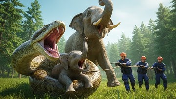 Giant Python Attacks Baby Elephant — Full Realistic Rescue Mission