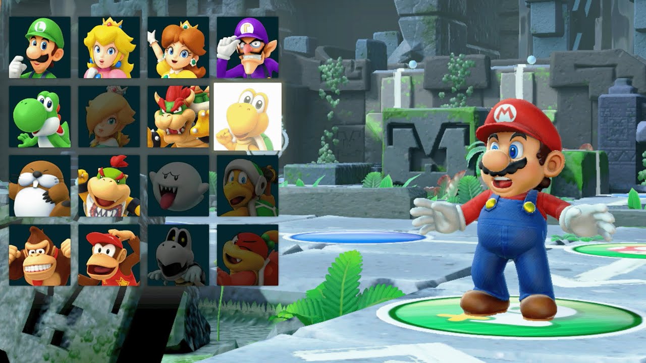 Super Mario Party - Mario vs Goomba vs Shy Guy vs Wario - Whomp's Domino Ruins