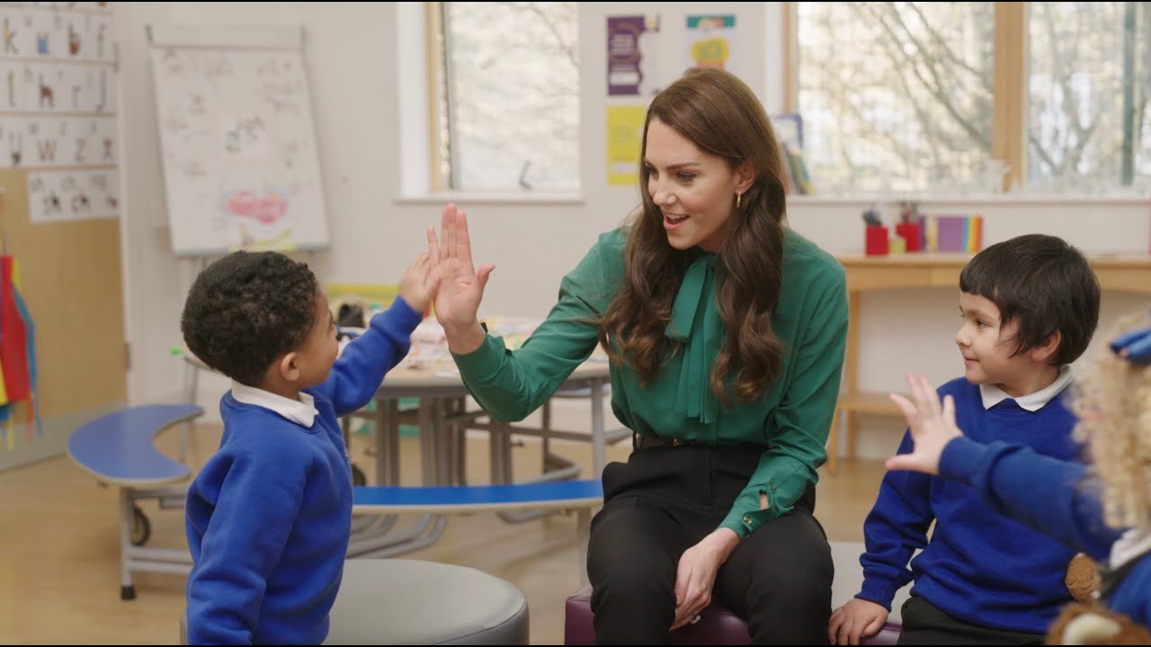 The Princess of Wales speaks to children about 