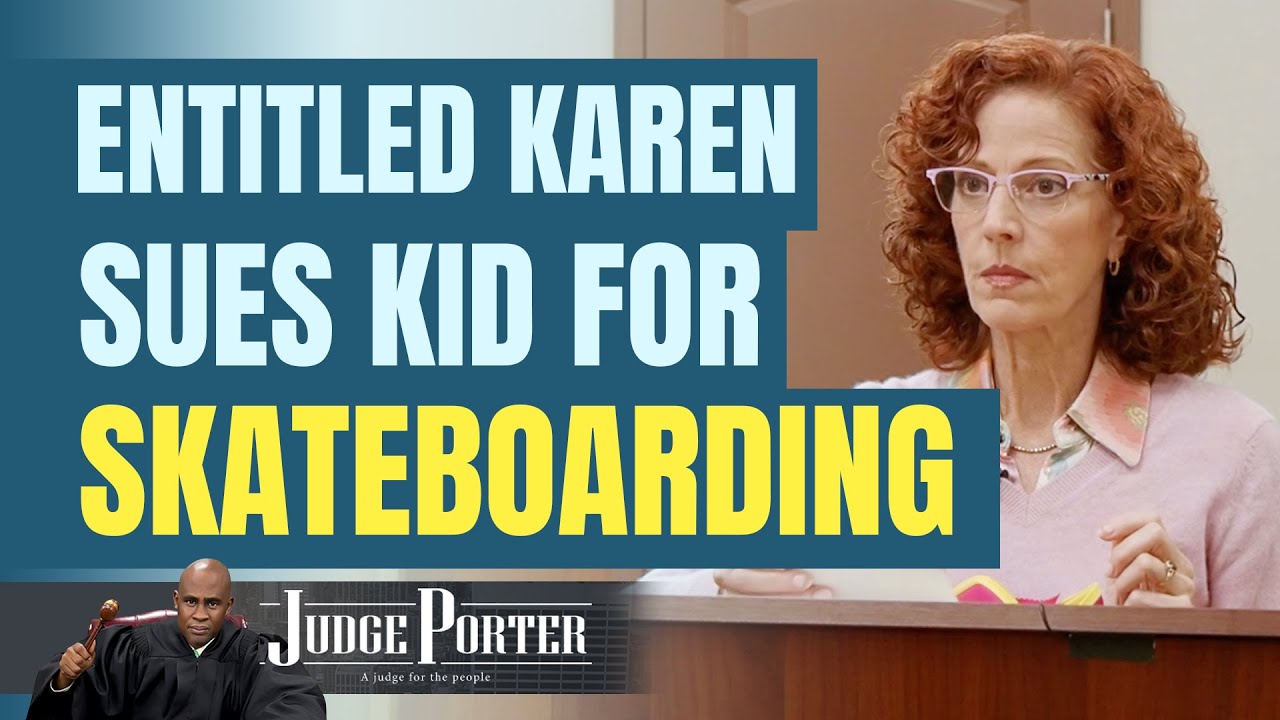Entitled Crazy Karen Wants To Sue Teenager For Skateboarding.