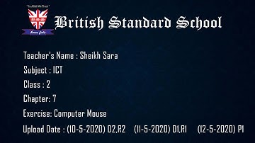 Class: 2     Subject:   ICT       Ch- 7    Computer Mouse
