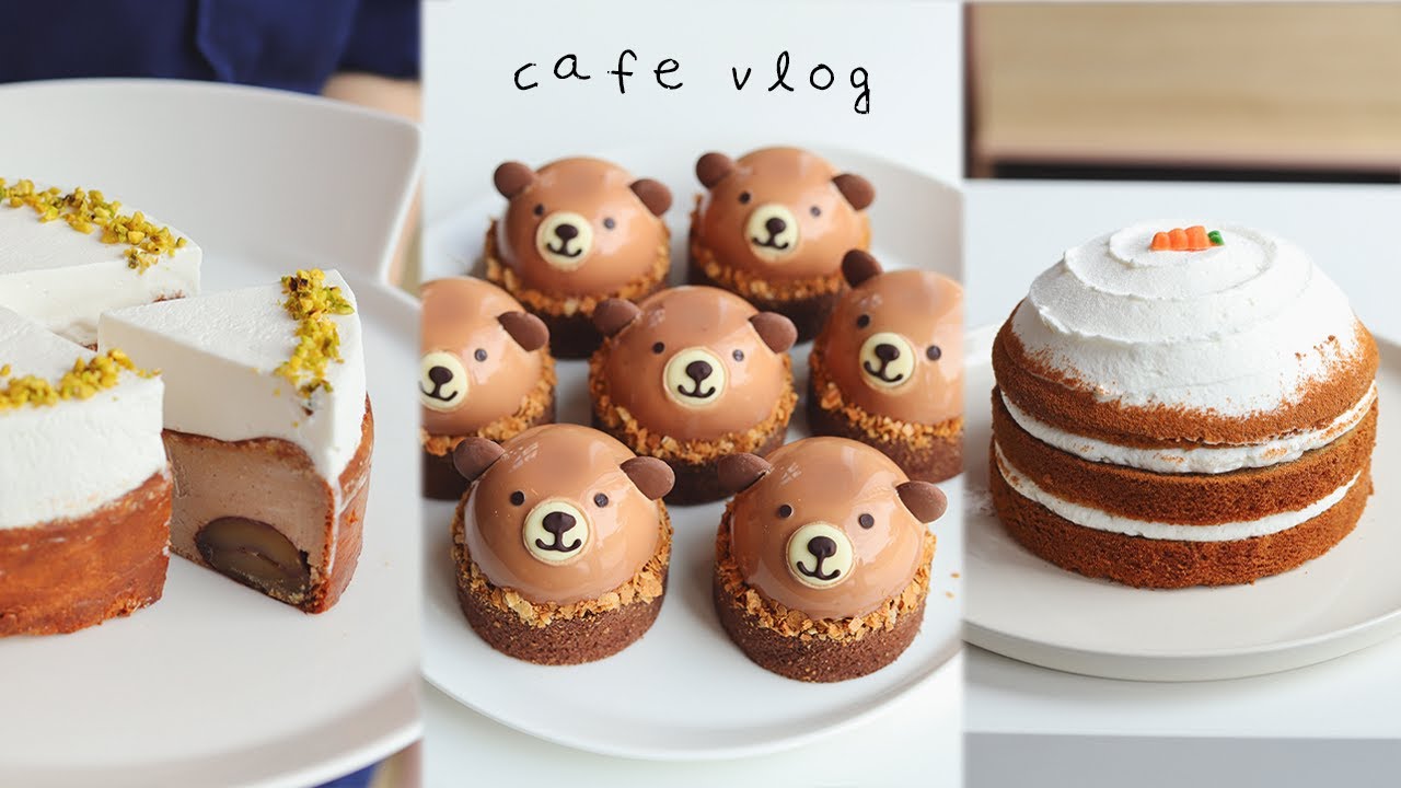달콤한 휴식 같은 카페 브이로그☕🍰 | 귀여운 곰 케이크 완성🐻 | 내복곰 | 