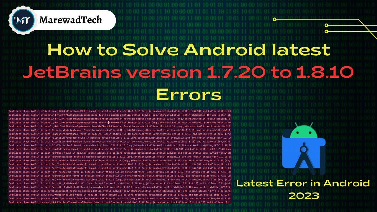 JetBrains version 1.7.20 to 1.8.10 Errors Solve | latest Android Errors ...