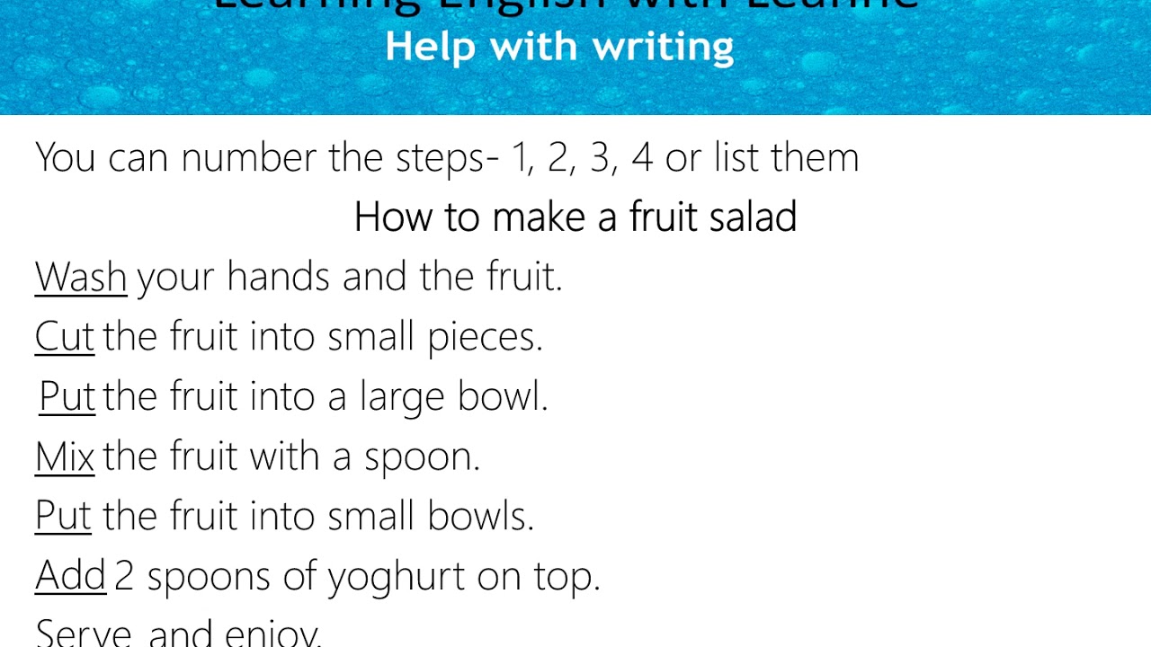 Write Instructions in English Beginner: Fruit Salad