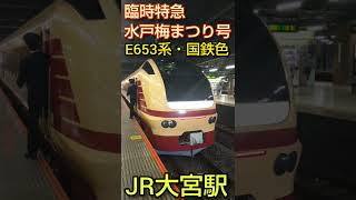 【国鉄色のE653系】特急「水戸梅まつり号」大宮駅8:08発、勝田駅行き（2022年春の臨時列車）JR East Limited Express