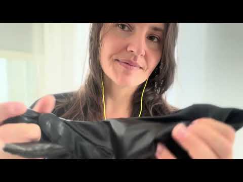 ASMR New Long Leather Gloves Unboxing & Try-On (Short)