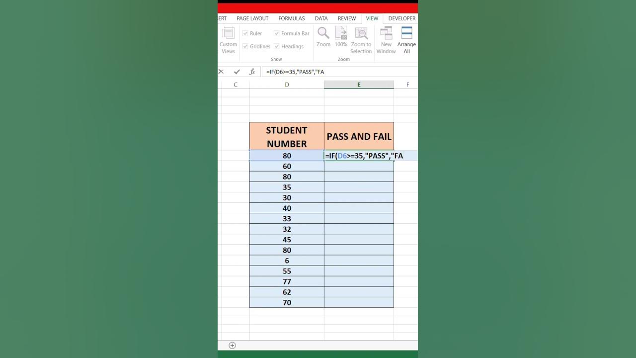 Pass and fail formula |Find out pass and fail from if function #excel ...