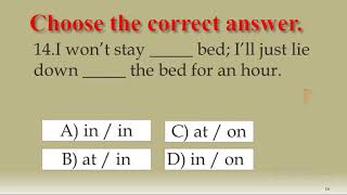 English Grammar Practice:Test #18: Prepositions/Past simple/Linking verbs: English Grammar Quiz: