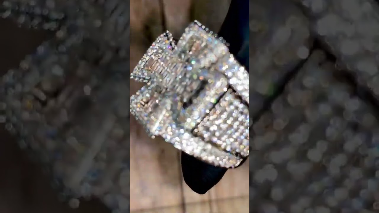 Baguette Cross Men's Ice out 5X layered Diamond Moissanite Designer Big Ring 