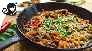 Rougaille with Red Kidney Beans and Mushrooms - Mauritian Creole dish (vegan/vegetarian recipe)