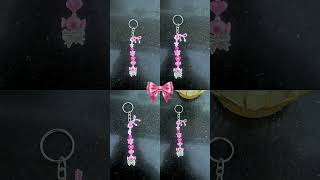 🎀 Making the Cutest Pink Keychain Ever! #bow #diykeychain #handmade