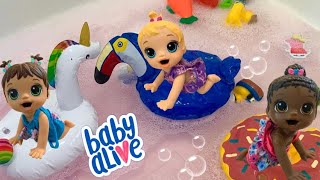 BABY ALIVE Triplets Swimming in the Bath