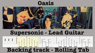 Supersonic - Oasis - Lead Guitar - Backing Track - Lesson - Rolling Tab - Demonstration