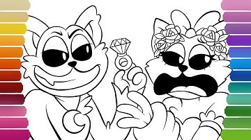 CATNAP Get Married with KITTYNAP Coloring Pages / How to Color SMILING CRITTERS