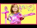 HELENA PLAYS WITH DISNEY PRINCESS TOY GUITAR MAGIC AND STARS A BAND