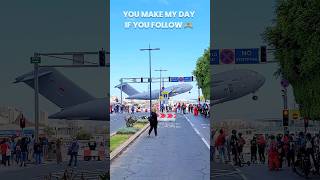 Royal Air Force C-17 Takeoff at Gibraltar in front of the people at the Barrier