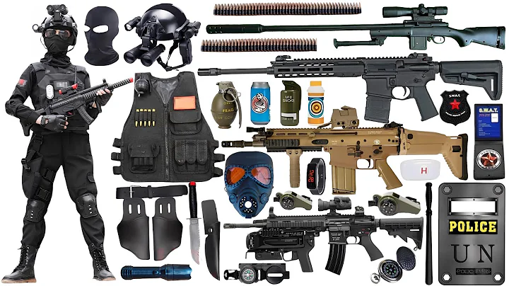 Special Forces military toy gun set unboxing,Assault rifle,tactical helmet,sniper rifle,Glock pistol