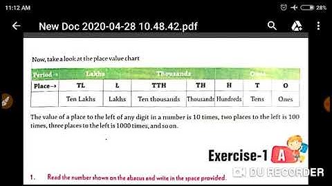 Class 4th Maths Exercise 1A (question 1a)