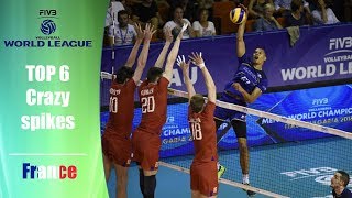 TOP 6 - Crazy Spikes by Stephen Boyer | FIVB World League 2017 | France - Brasil