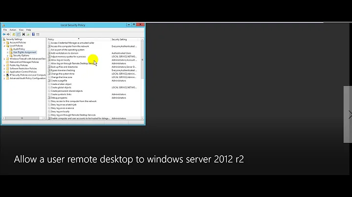 Allow a user remote desktop to domain controller on windows server 2012 r2