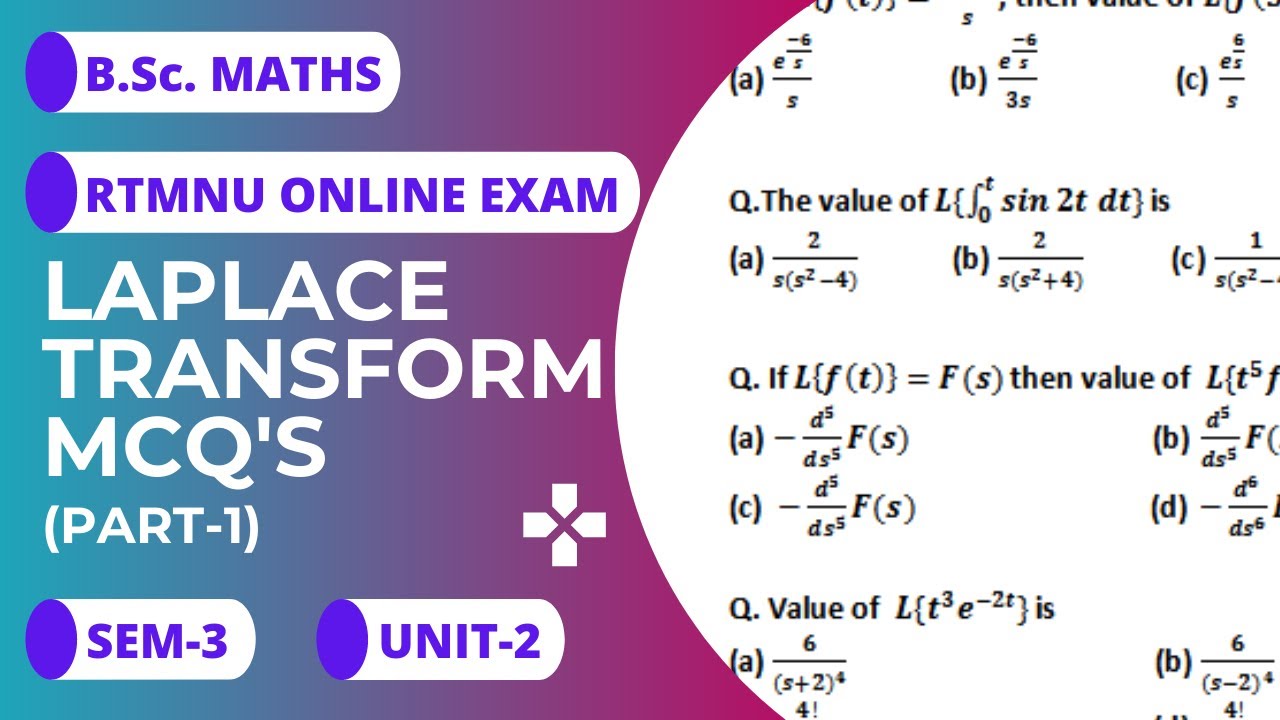 Laplace transform mcq's for B.Sc. | RTMNU | Part-1| B.Sc. Maths | Nagpur university | KT explains