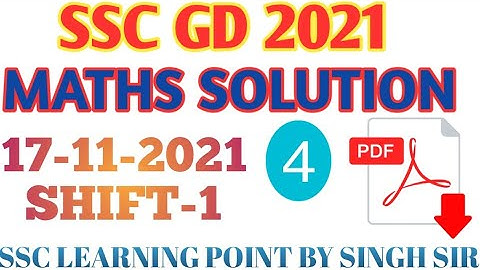 SSC GD 2021 (17 NOV, 2022. 1st shift) Maths Solution|| GD Solved Paper by Singh Sir.
