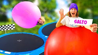 TRAMPOLIN vs RIESEN BALLON Challenge 2! (mit AIRTRACK Parkour!)