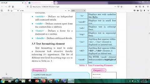 11th HTML text formatting tags (arts, Commerce, science)use of sup,sub,mark,b,i,u,mark,ins,del tag.