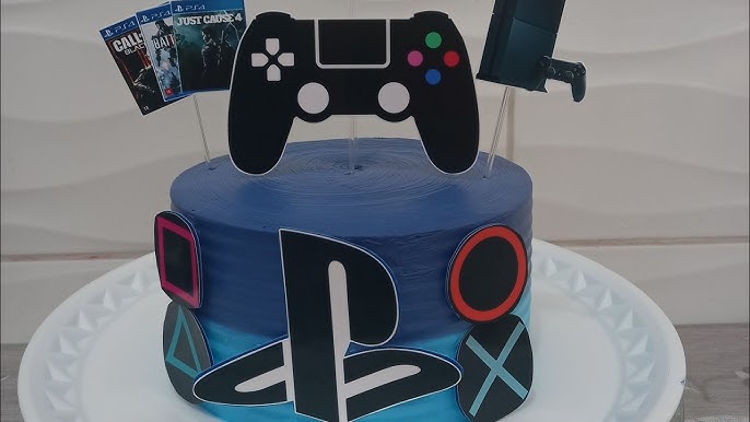 bolo #decoração #topper #jogo #videogame #festa #chantilly #confeitaria  #cake #infantil #azul