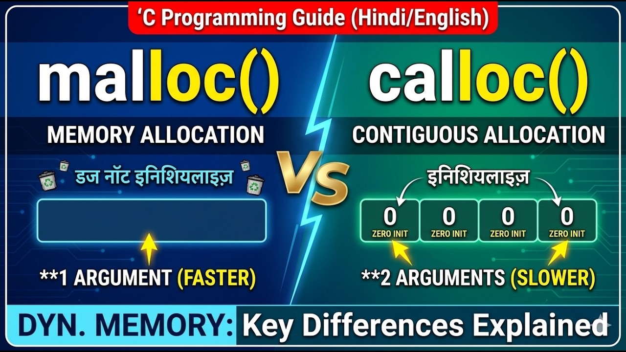 Difference between malloc and calloc | malloc() vs calloc() | malloc function vs calloc function