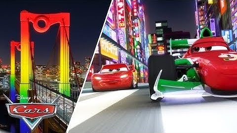 Lightning McQueen Races Francesco on Rainbow Bridge   Pixar Cars mp4