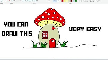 How to draw a Mushroom, how to draw Mushroom house drawing, microsoft paint artist