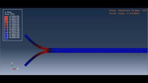 ABAQUS simulation of peel test under influence of gravity.