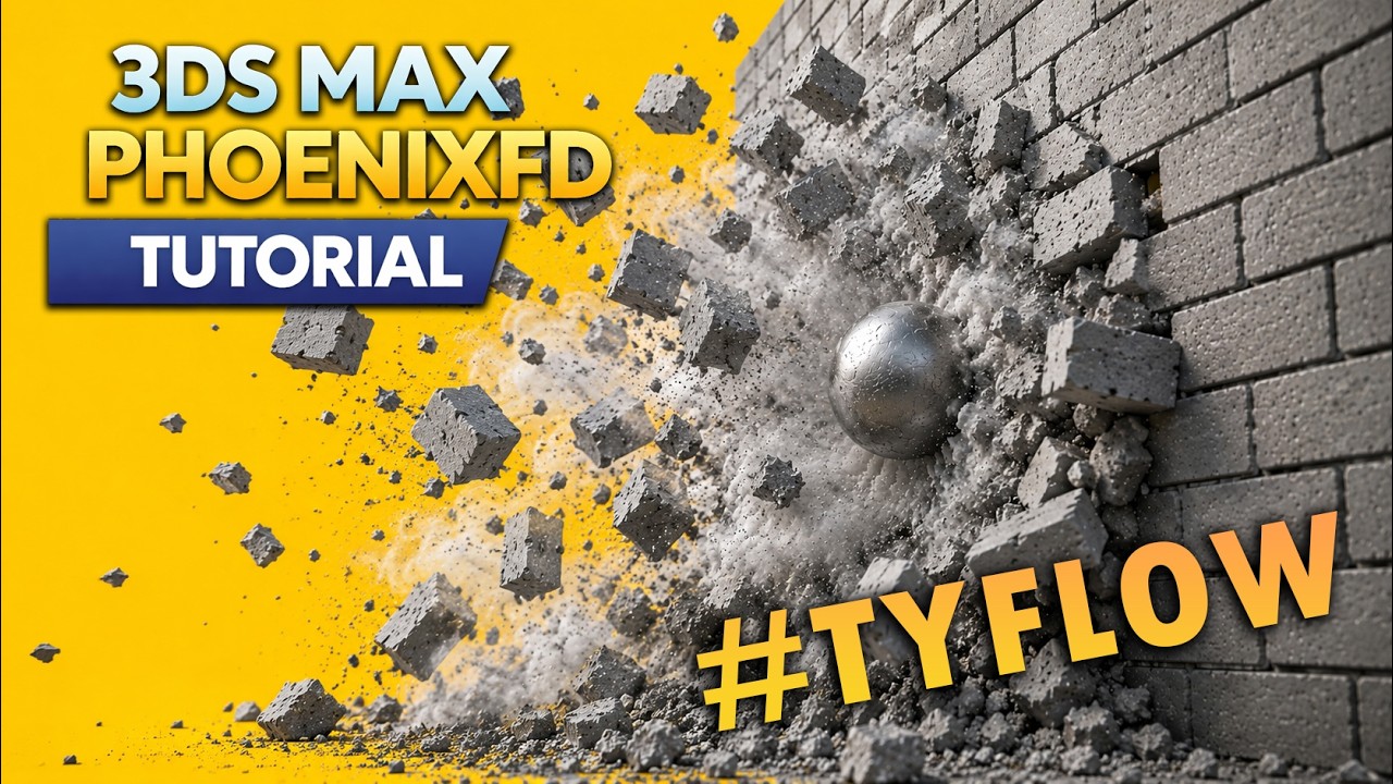 How to Break a Brick Wall in 3ds Max using tyFlow & Phoenix FD - YouTube