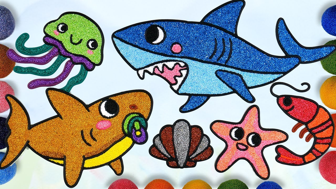 Baby shark Menggambar  dan mewarnai Mainan Bayi hiu  untuk 