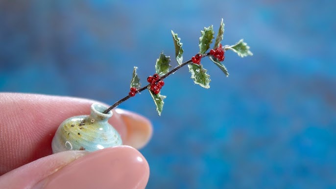 Cotton Spun Ball Winter Berry Branches 