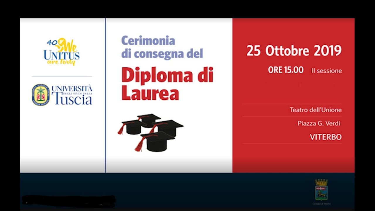 Cerimonia della consegna dei Diploma di Laurea - 25 ottobre 2019 (II  Sessione - pomeriggio) - YouTube