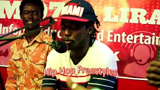 Hip hop stars Judas gulu city, Rap Jaguar Lira City and the crew freestyling at Unity Fm dance show