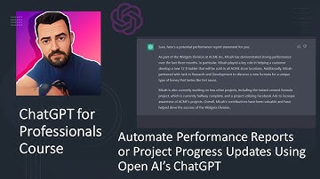 ChatGPT Automate Performance Reports or Project Progress Updates Using Open AI | Easy Guided Project