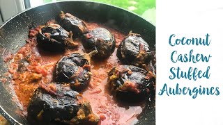 Coconut Cashew Stuffed Aubergines