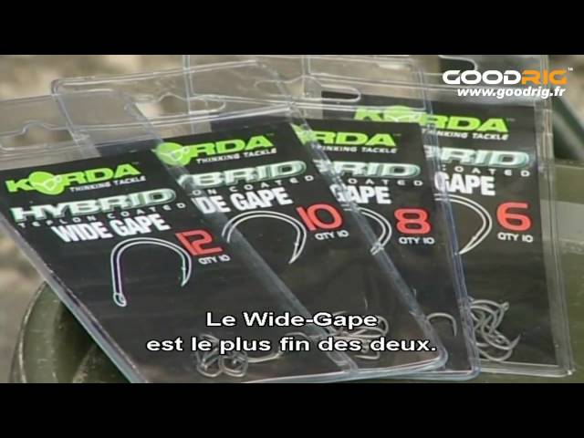 Hameçon carpe non monté Korda Basix Wide Gape avec ardillon