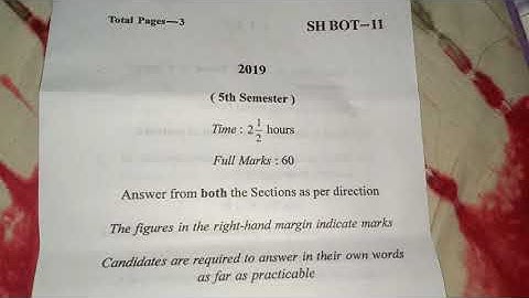 BSc 5th semester Botany hons. Previous year question | Berhampur University