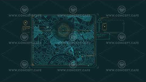 Looped animation of a city map fragment HUD element.